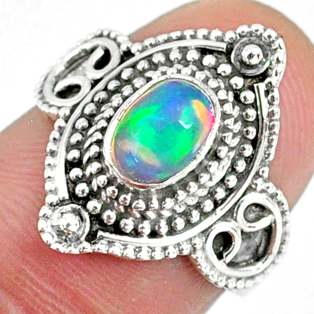 925 sterling silver 1.45cts natural ethiopian opal solitaire ring size 7 r59152
