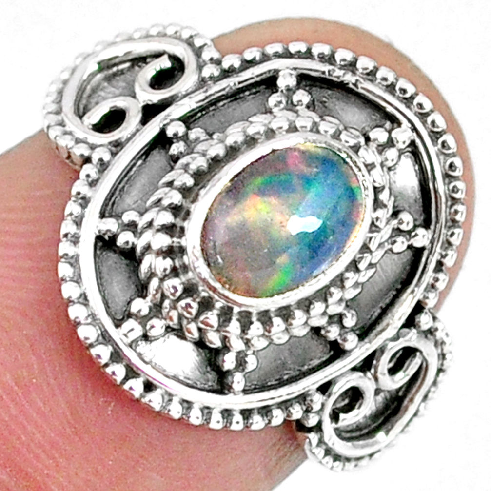 925 sterling silver 1.66cts natural ethiopian opal solitaire ring size 7 r59169