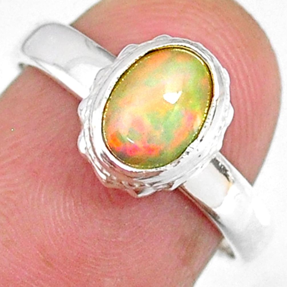 925 sterling silver 2.11cts natural ethiopian opal solitaire ring size 7 r59295