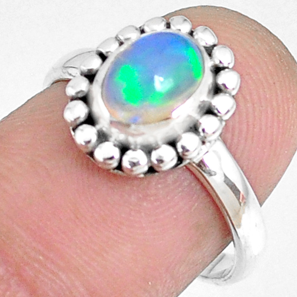 925 sterling silver 2.11cts natural ethiopian opal solitaire ring size 7 r75333