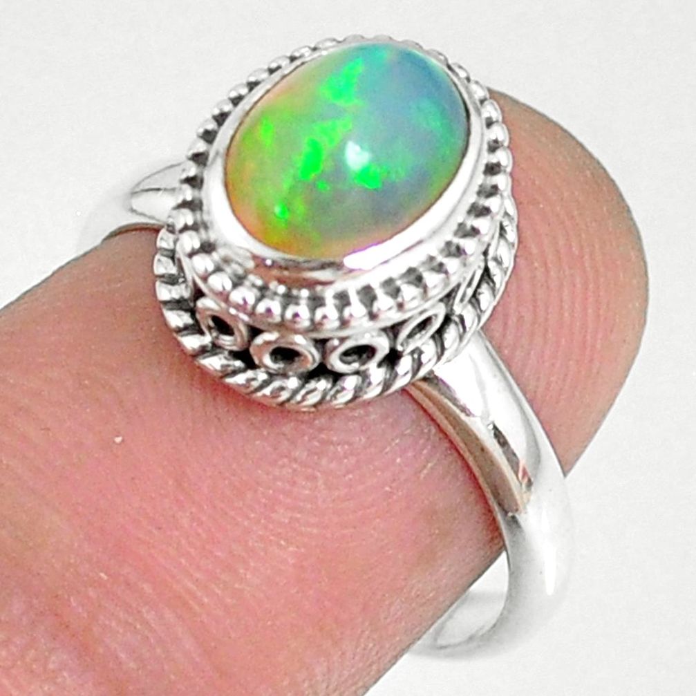 925 sterling silver 2.13cts natural ethiopian opal solitaire ring size 7 r75352