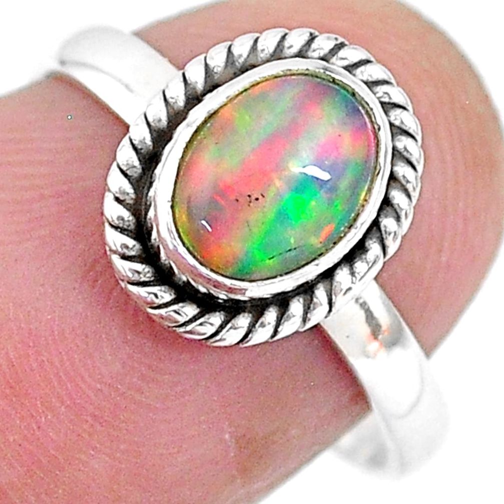 925 sterling silver 2.10cts natural ethiopian opal solitaire ring size 7 t2777