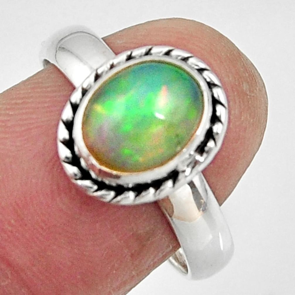 925 sterling silver 3.19cts natural ethiopian opal solitaire ring size 8 r47574