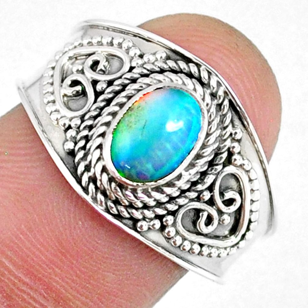 925 sterling silver 1.56cts natural ethiopian opal solitaire ring size 8 r59016