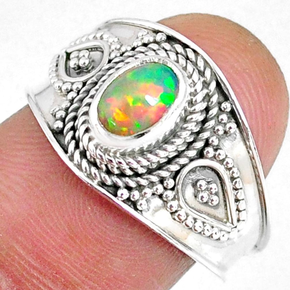 925 sterling silver 1.47cts natural ethiopian opal solitaire ring size 8 r59080