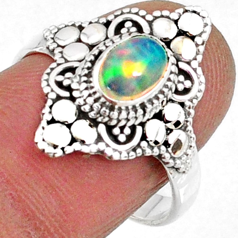 925 sterling silver 2.18cts natural ethiopian opal solitaire ring size 8 r61144