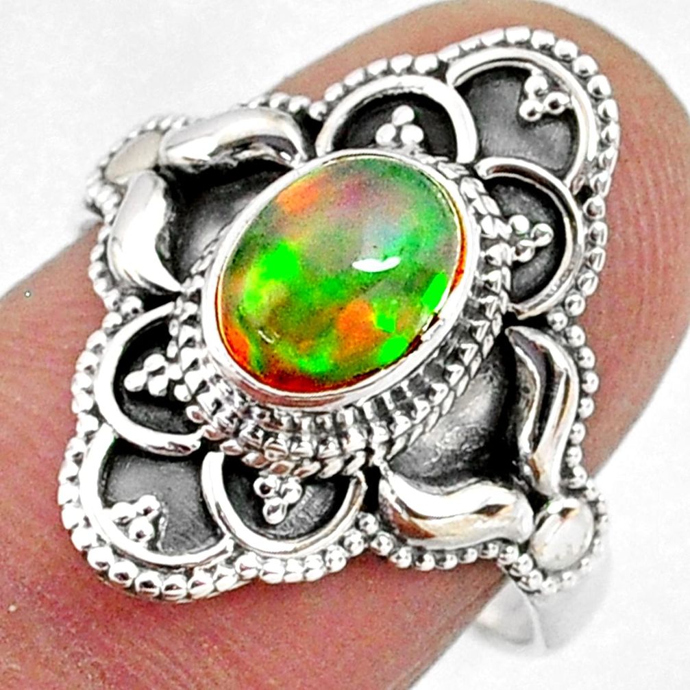 925 sterling silver 2.12cts natural ethiopian opal solitaire ring size 8 r61160