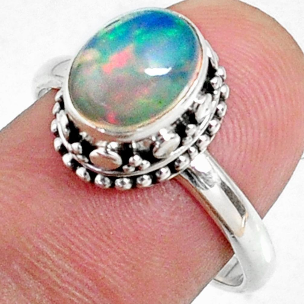 925 sterling silver 2.92cts natural ethiopian opal solitaire ring size 8 r64510
