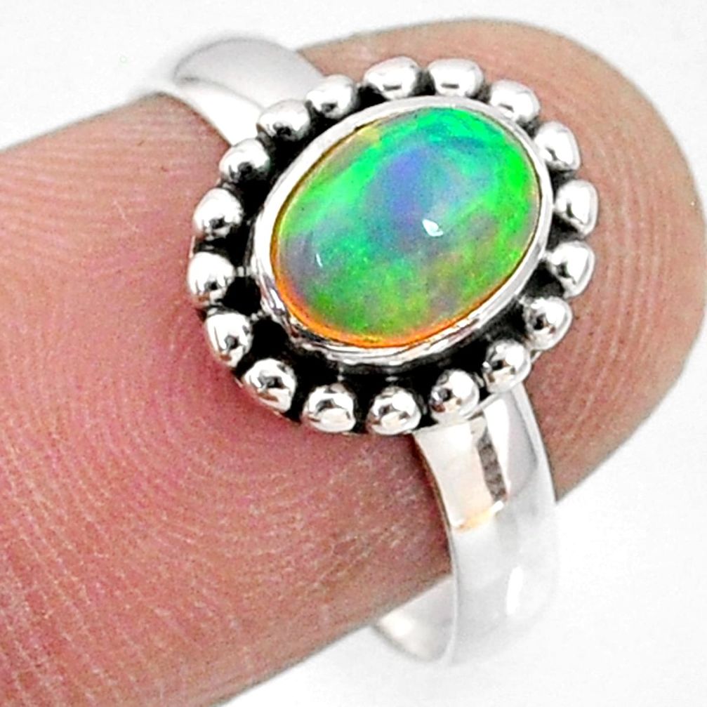 925 sterling silver 2.15cts natural ethiopian opal solitaire ring size 8 r64554