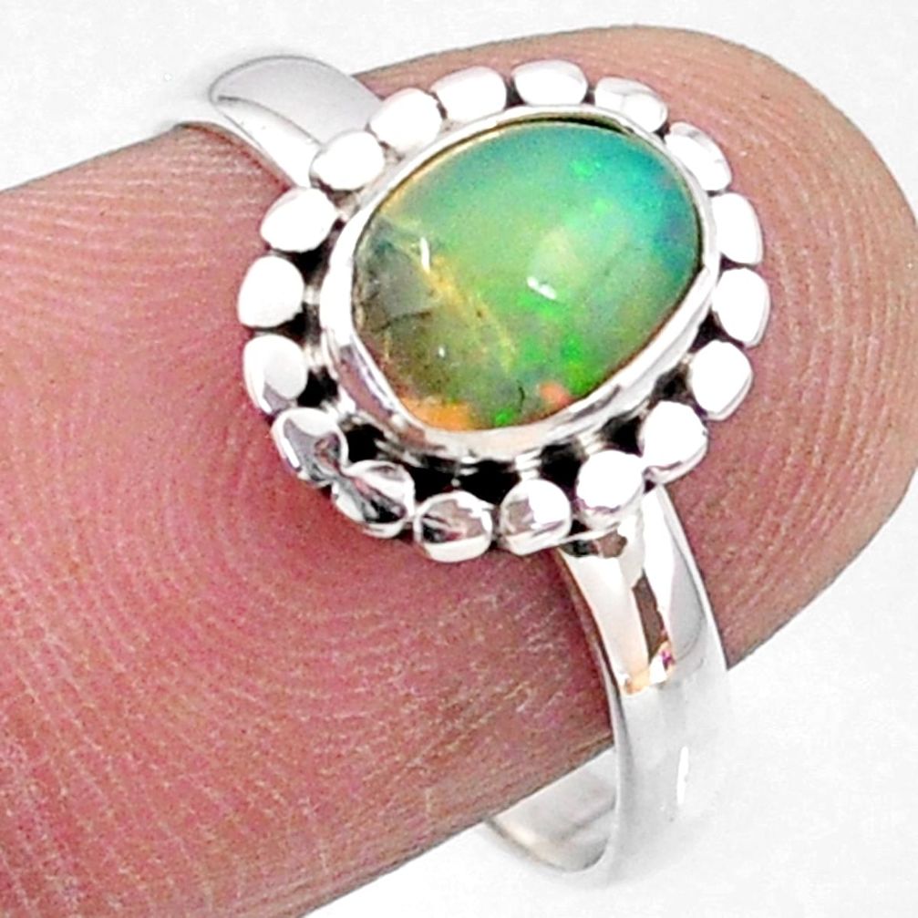 925 sterling silver 2.29cts natural ethiopian opal solitaire ring size 8 r64578