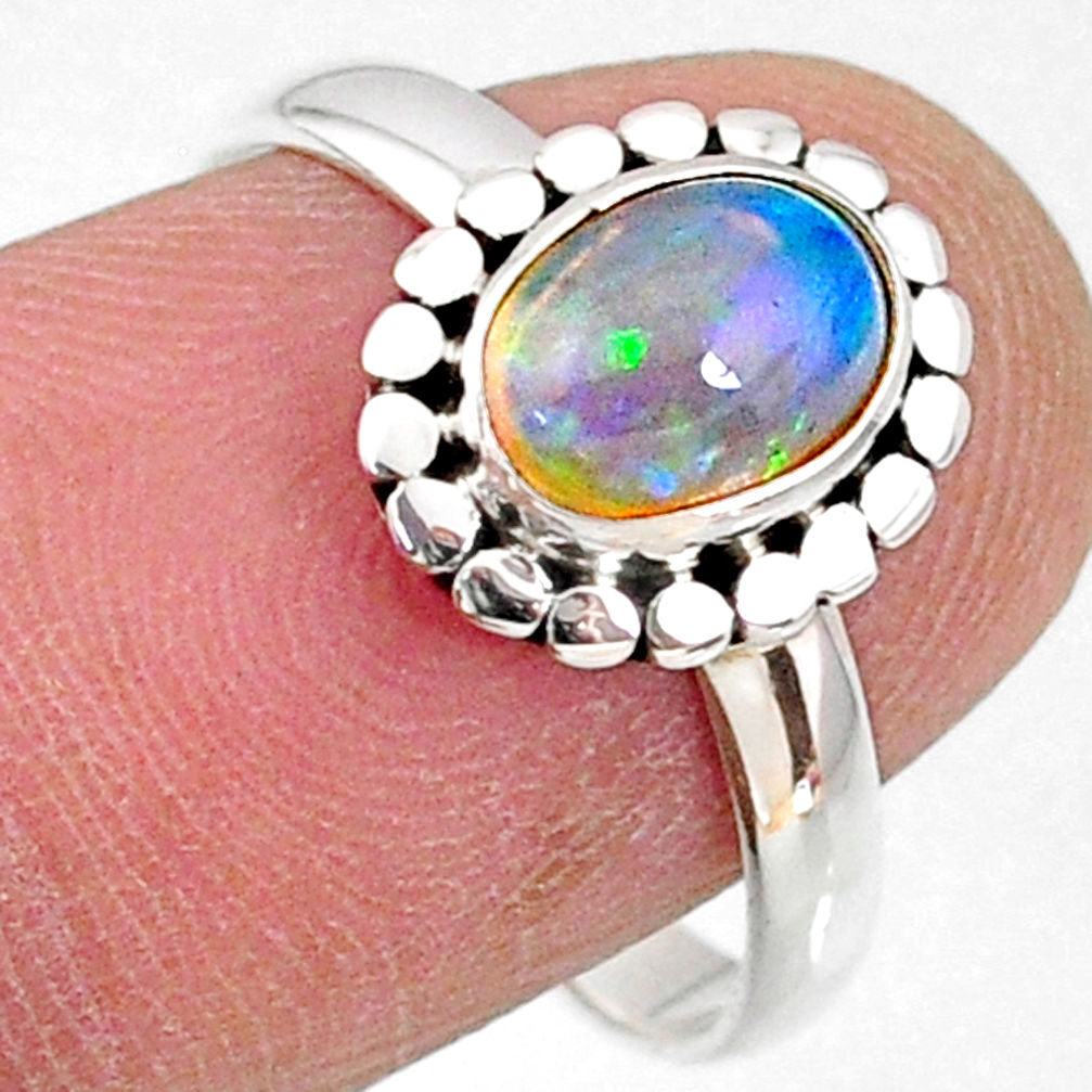925 sterling silver 2.10cts natural ethiopian opal solitaire ring size 8 r64586