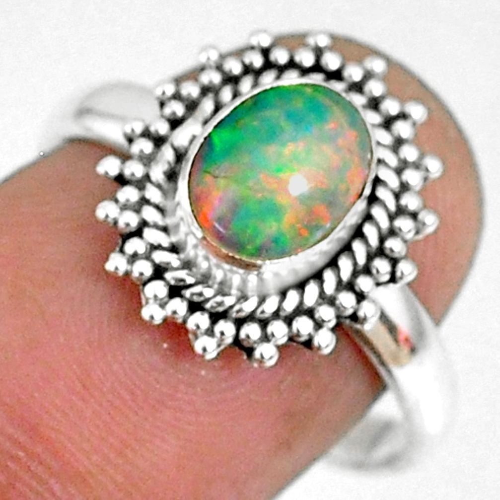 925 sterling silver 2.28cts natural ethiopian opal solitaire ring size 8 r75297