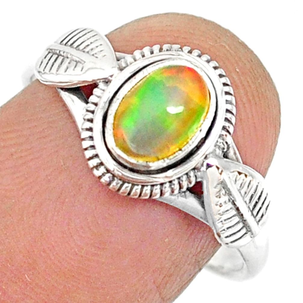 925 sterling silver 1.51cts natural ethiopian opal solitaire ring size 8 r85468