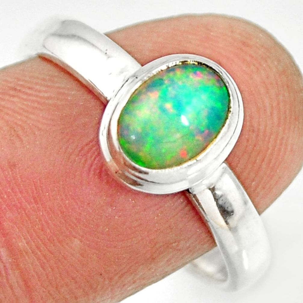 925 sterling silver 2.13cts natural ethiopian opal solitaire ring size 9 r26276