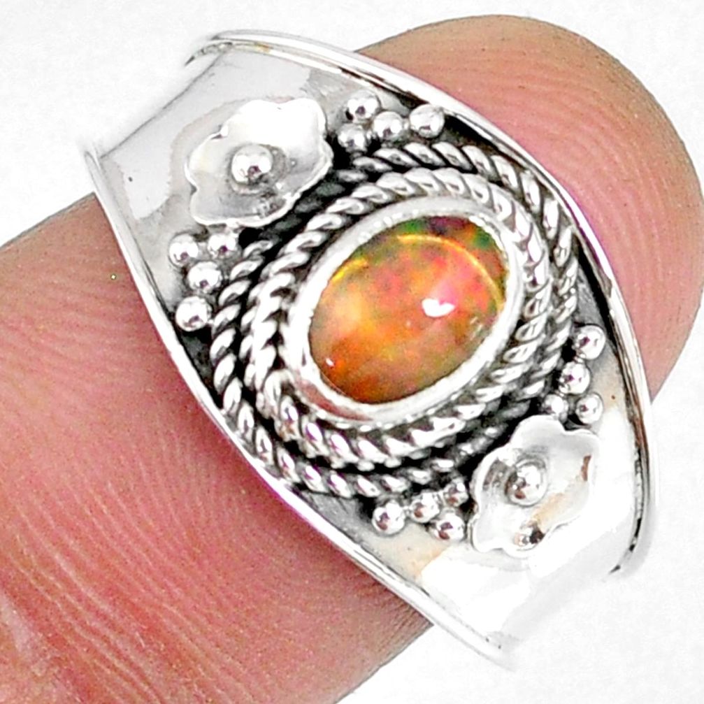 925 sterling silver 1.63cts natural ethiopian opal solitaire ring size 9 r59004