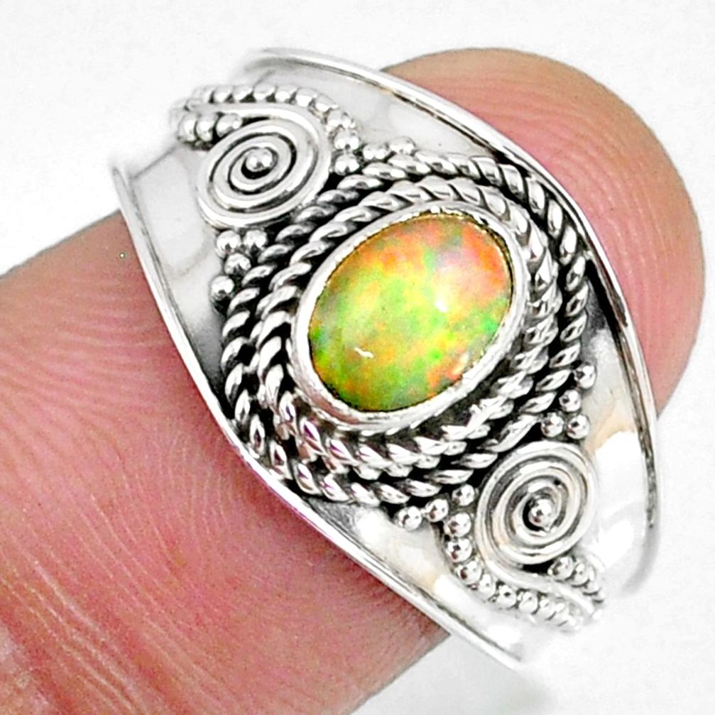 925 sterling silver 1.53cts natural ethiopian opal solitaire ring size 9 r59060