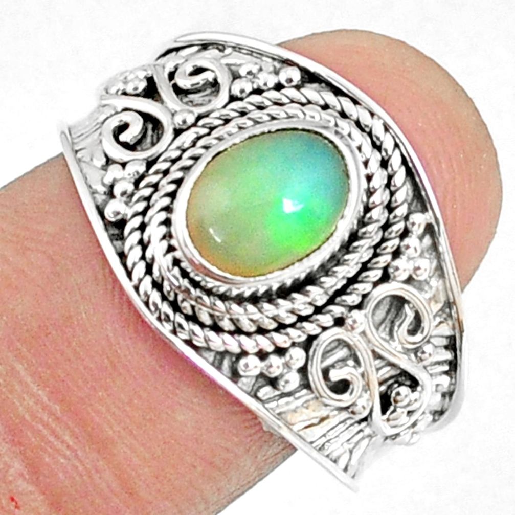 925 sterling silver 2.17cts natural ethiopian opal solitaire ring size 9 r69037