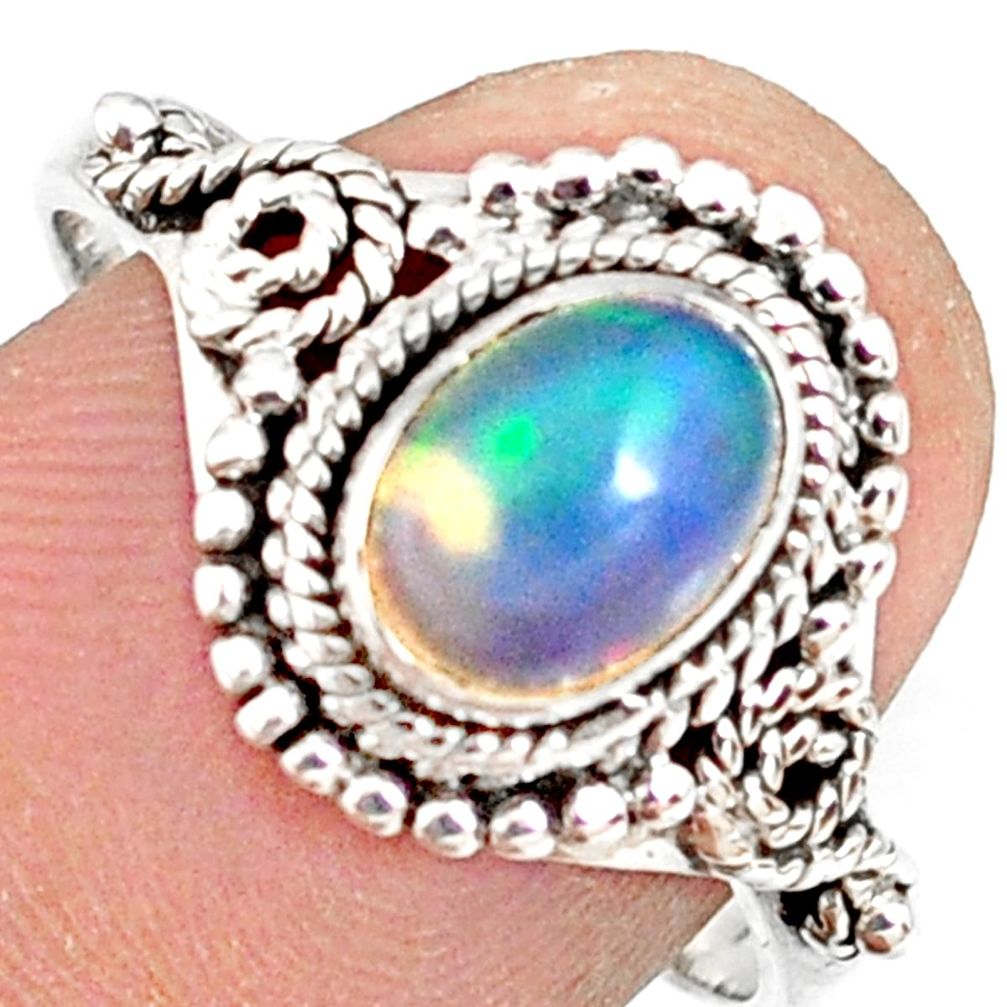925 sterling silver 2.13cts natural ethiopian opal solitaire ring size 9 r82324