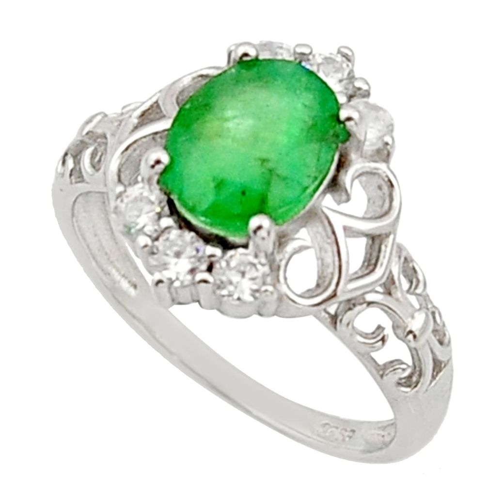 925 sterling silver 4.06cts natural green emerald oval topaz ring size 7.5 c9844