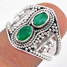 925 sterling silver 1.78cts natural green emerald ring jewelry size 7 t95695
