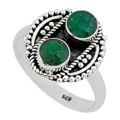 925 sterling silver 1.63cts natural green emerald ring jewelry size 8 n38367