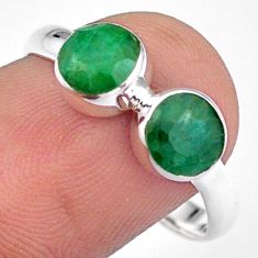 925 sterling silver 2.27cts natural green emerald round ring size 8.5 u8483