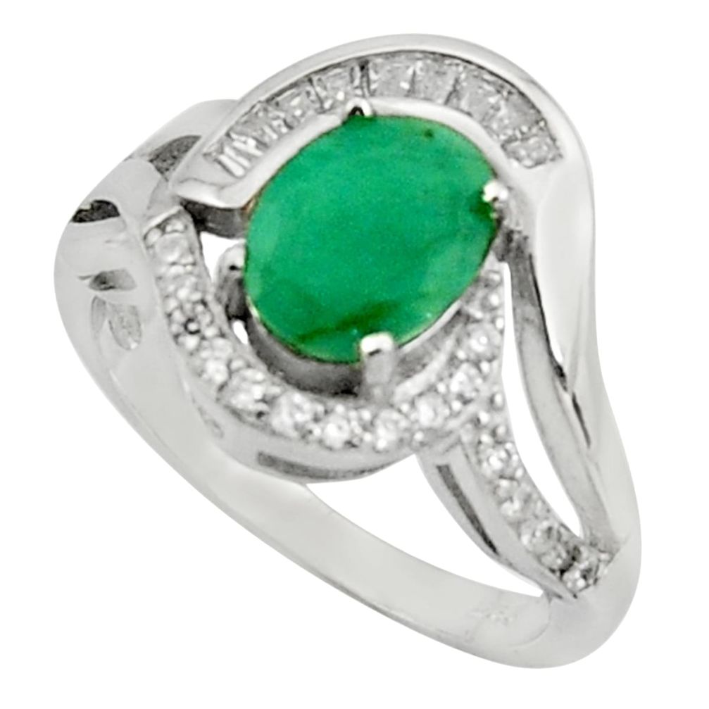 925 sterling silver 4.02cts natural green emerald white topaz ring size 8 c10009