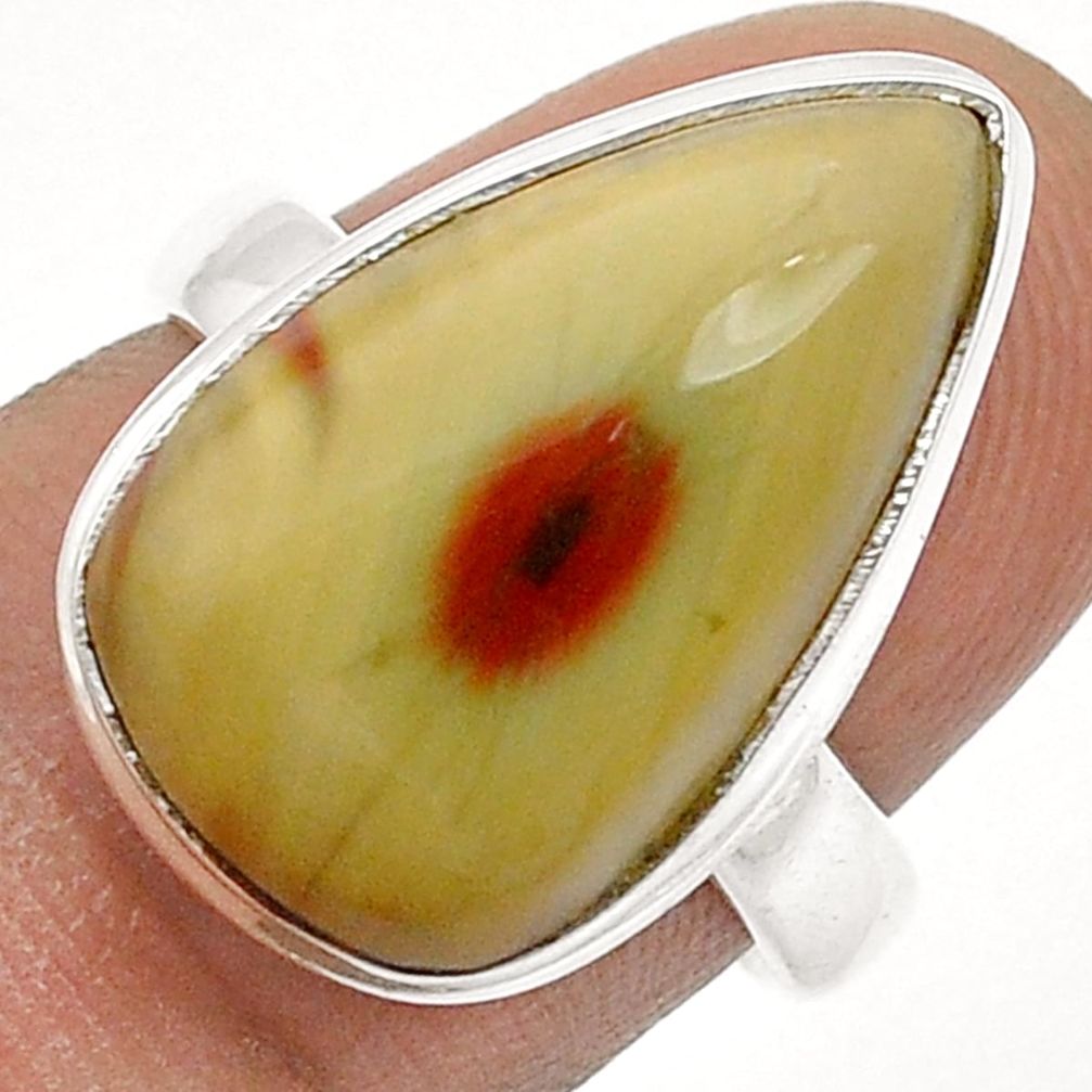 925 sterling silver 12.83cts natural green imperial jasper ring size 7 u75135