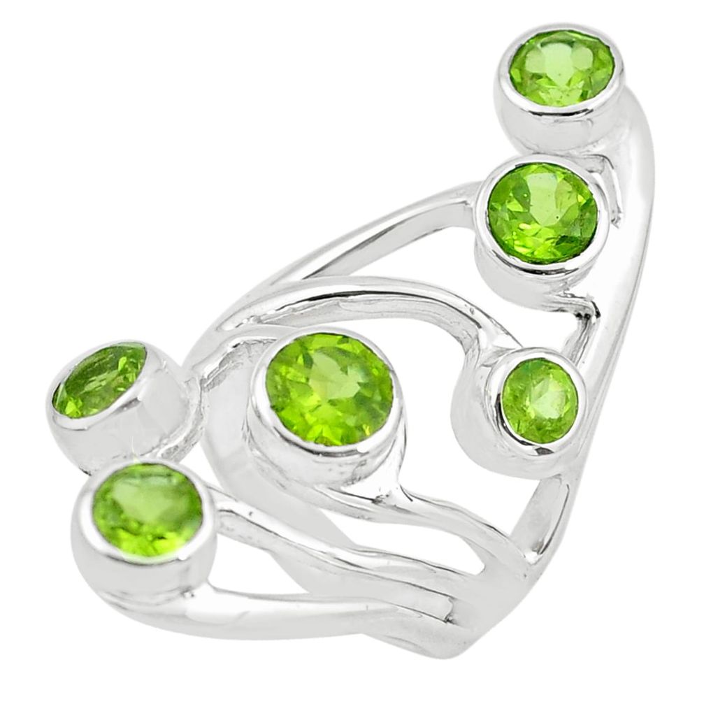 925 sterling silver 4.81cts natural green peridot ring jewelry size 6.5 p62667