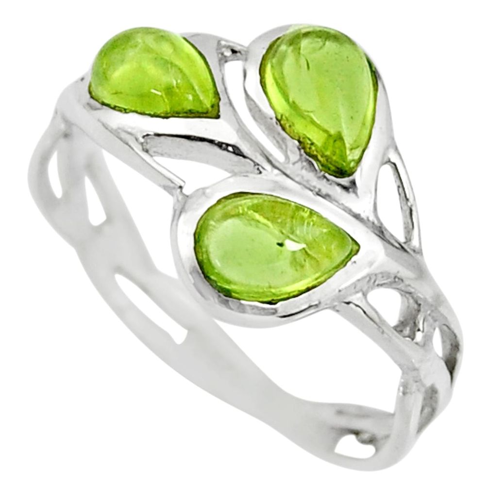 925 sterling silver 2.98cts natural green peridot ring jewelry size 6.5 r25304