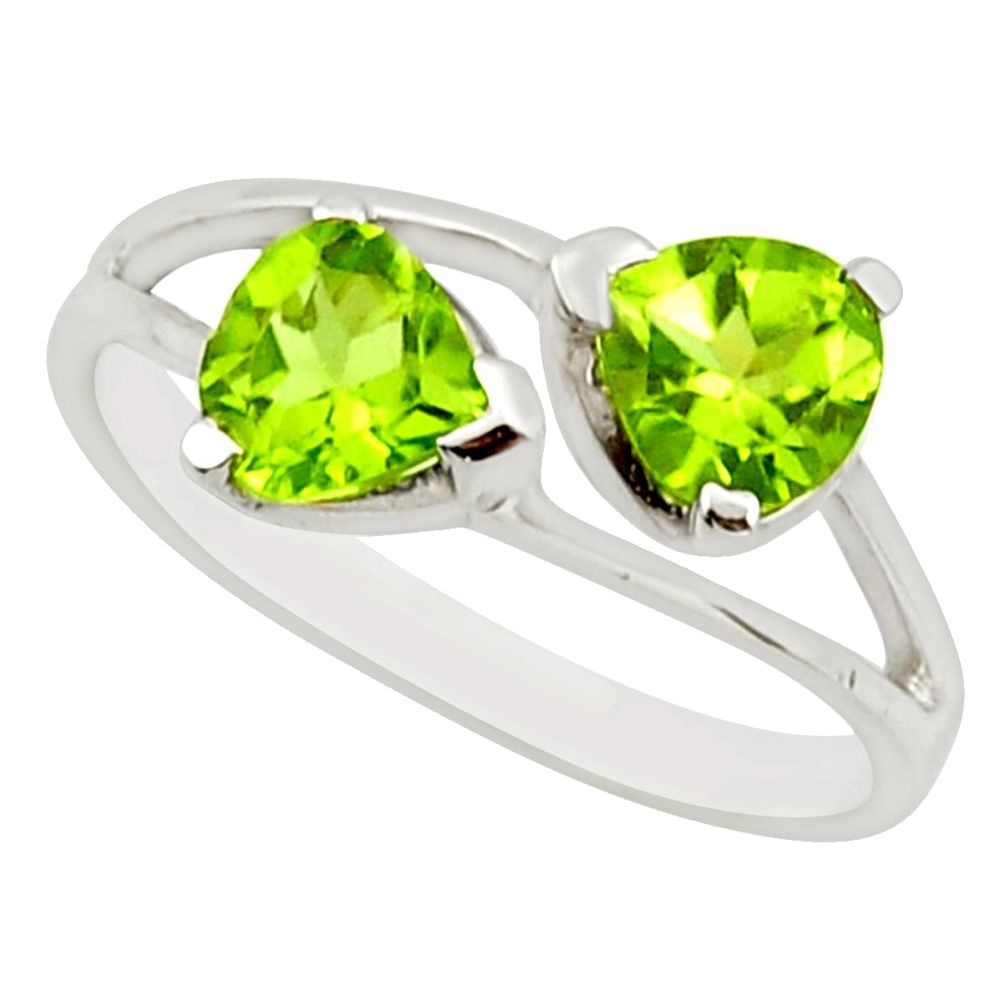 925 sterling silver 2.99cts natural green peridot ring jewelry size 5.5 r25624