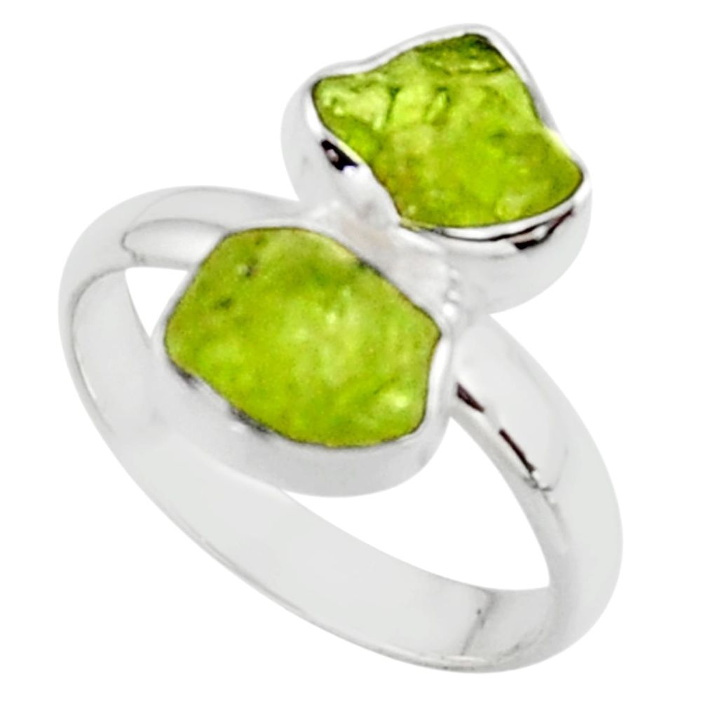 925 sterling silver 9.56cts natural green peridot rough ring size 9 r51733