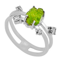 925 sterling silver 3.18cts natural green peridot rough topaz ring size 8 n49639