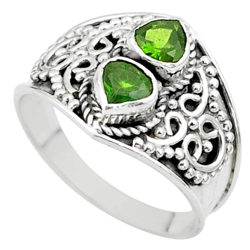 925 sterling silver 1.75cts natural green tourmaline heart ring size 8 t44888