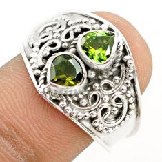 925 sterling silver 2.03cts natural green tourmaline heart ring size 9 t77009