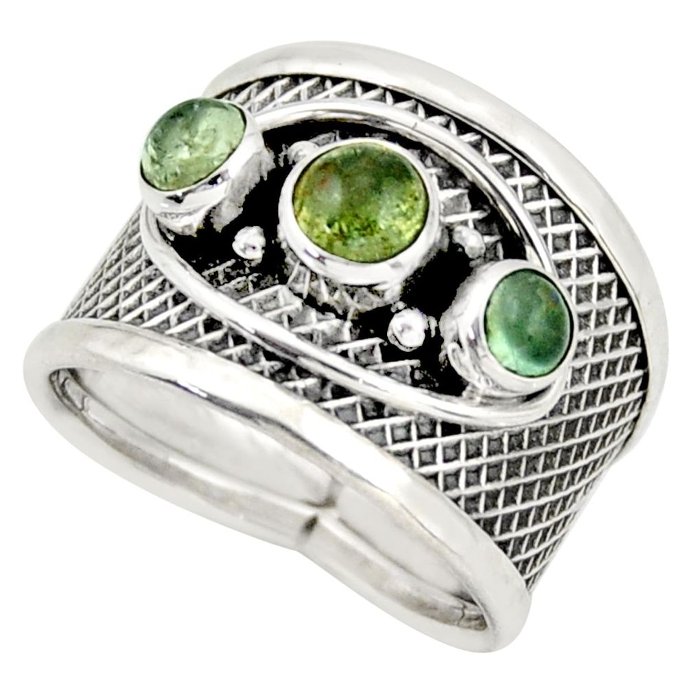 925 sterling silver 2.59cts natural green tourmaline round ring size 7.5 d45947