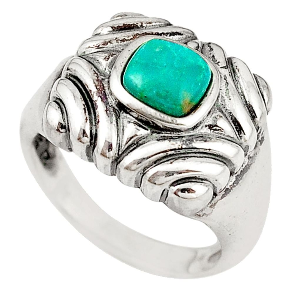 925 sterling silver natural green turquoise tibetan ring size 7.5 c10612