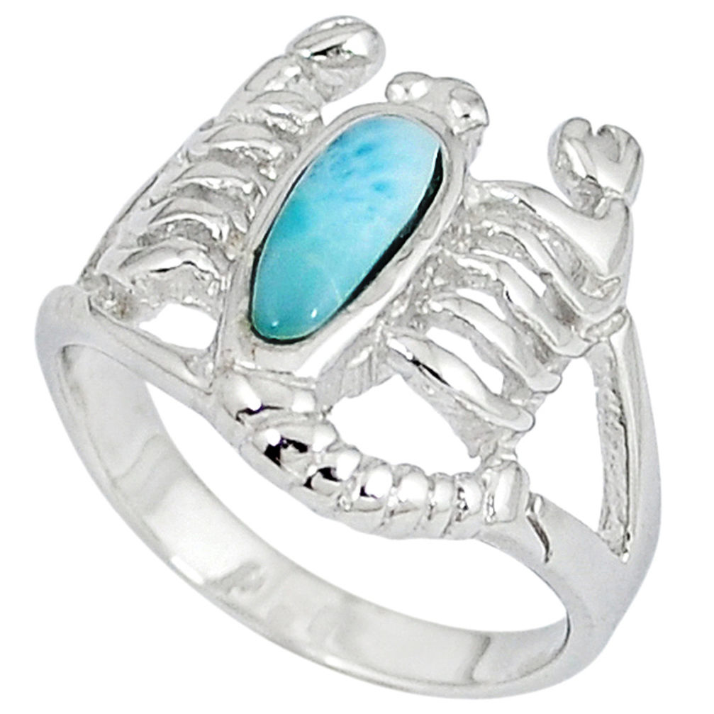 925 sterling silver natural larimar scorpion charm ring size 7 a33048 c15196