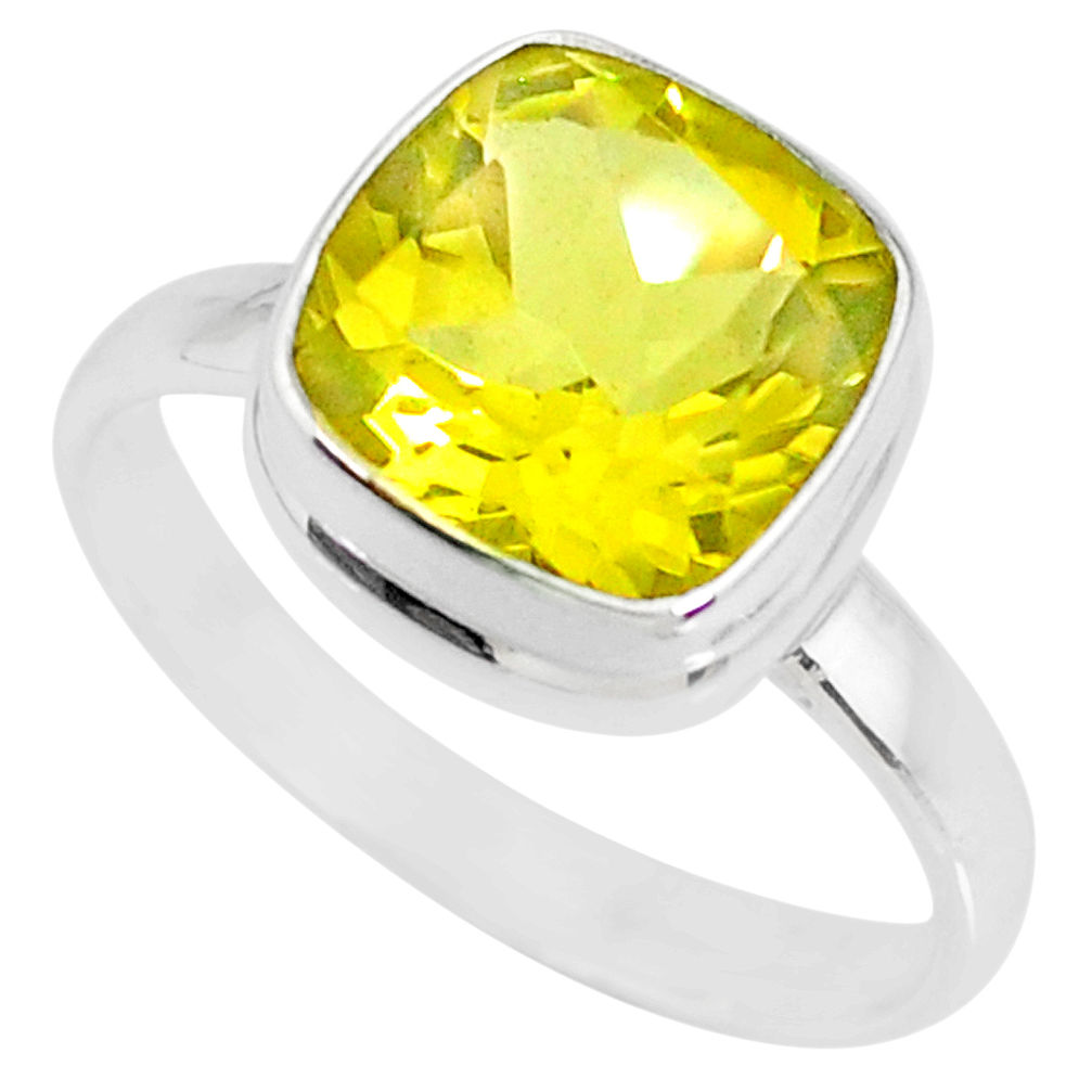 925 sterling silver 5.39cts natural lemon topaz solitaire ring size 9.5 r77938