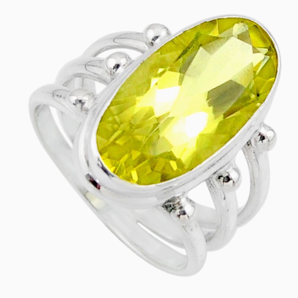 925 sterling silver 8.27cts natural lemon topaz solitaire ring size 7 r55988