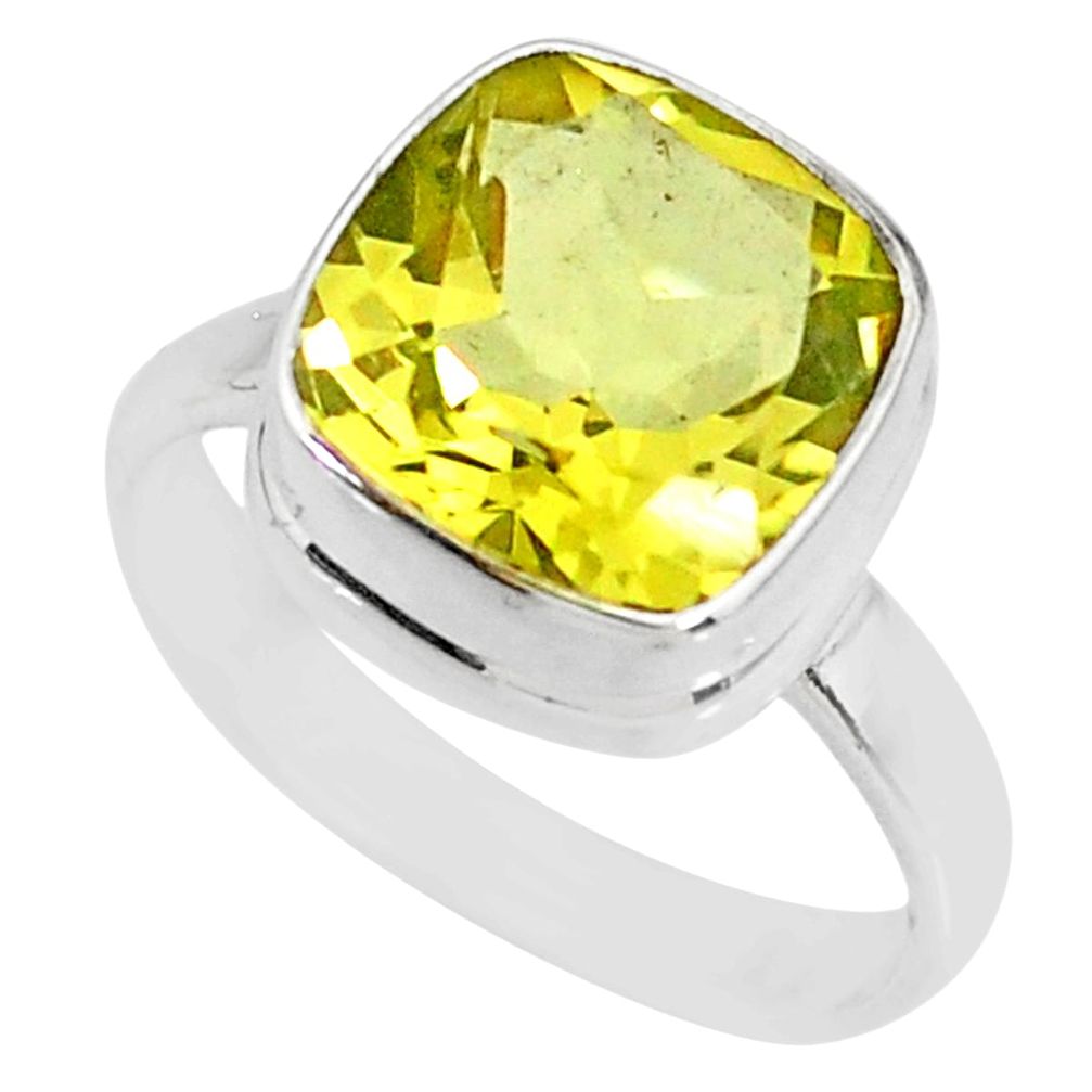 925 sterling silver 5.39cts natural lemon topaz solitaire ring size 7 r77933
