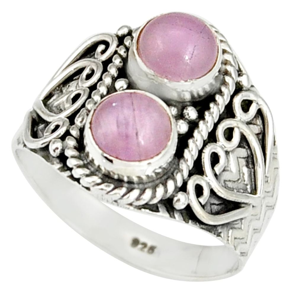 925 sterling silver 2.51cts natural pink kunzite ring jewelry size 8 r19173