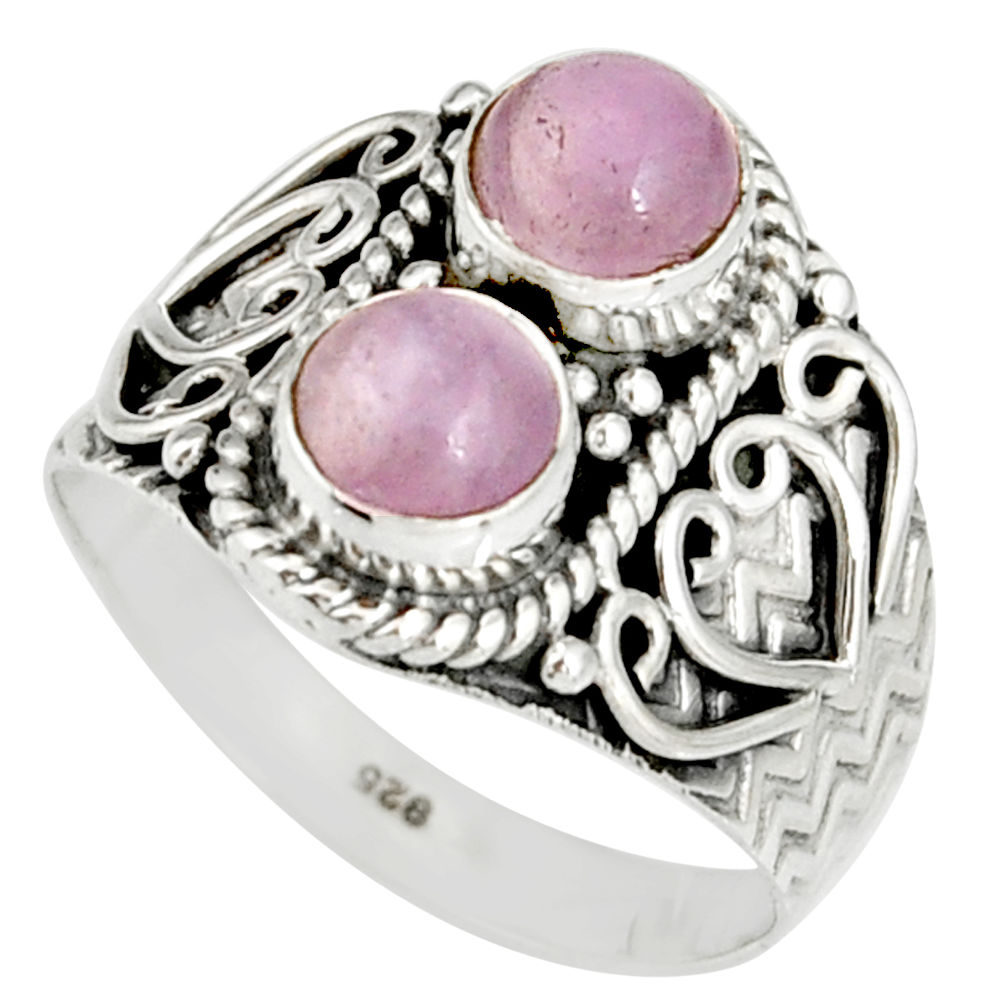 925 sterling silver 2.63cts natural pink kunzite ring jewelry size 9 r19176