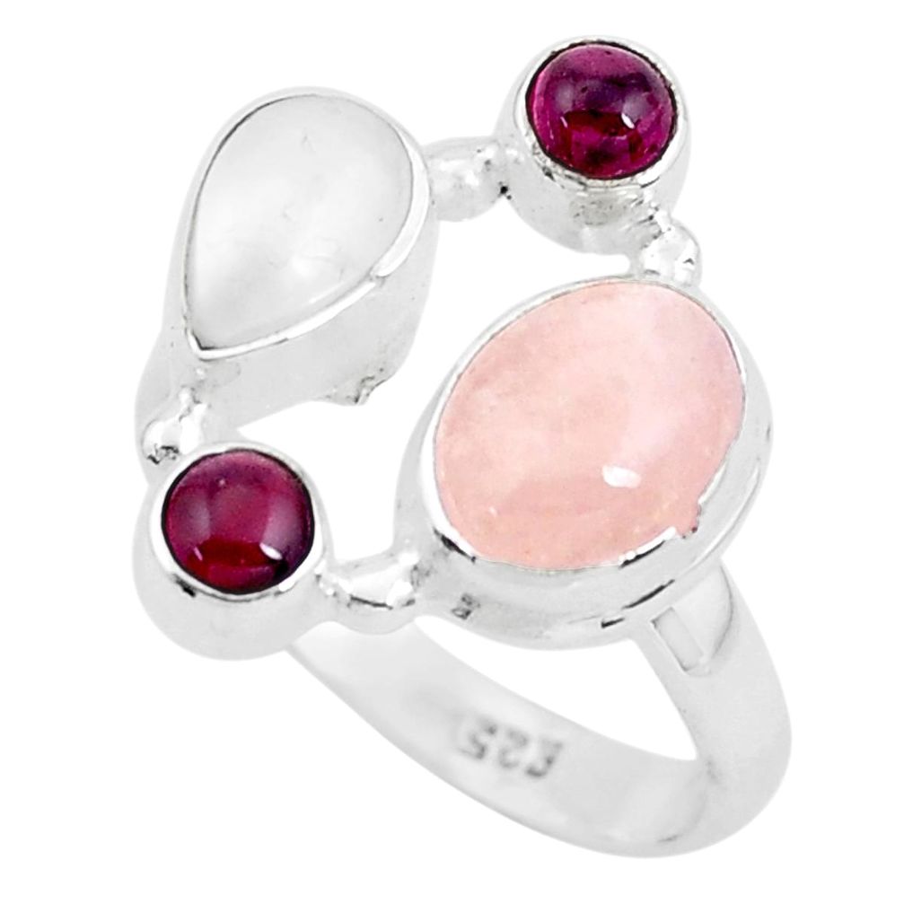 925 sterling silver 6.58cts natural pink morganite garnet ring size 7 p52707