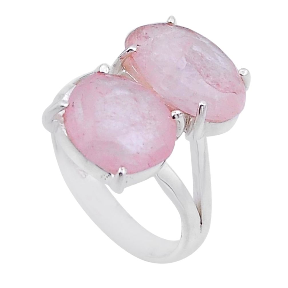 925 sterling silver 8.15cts natural pink morganite ring jewelry size 6.5 n52786
