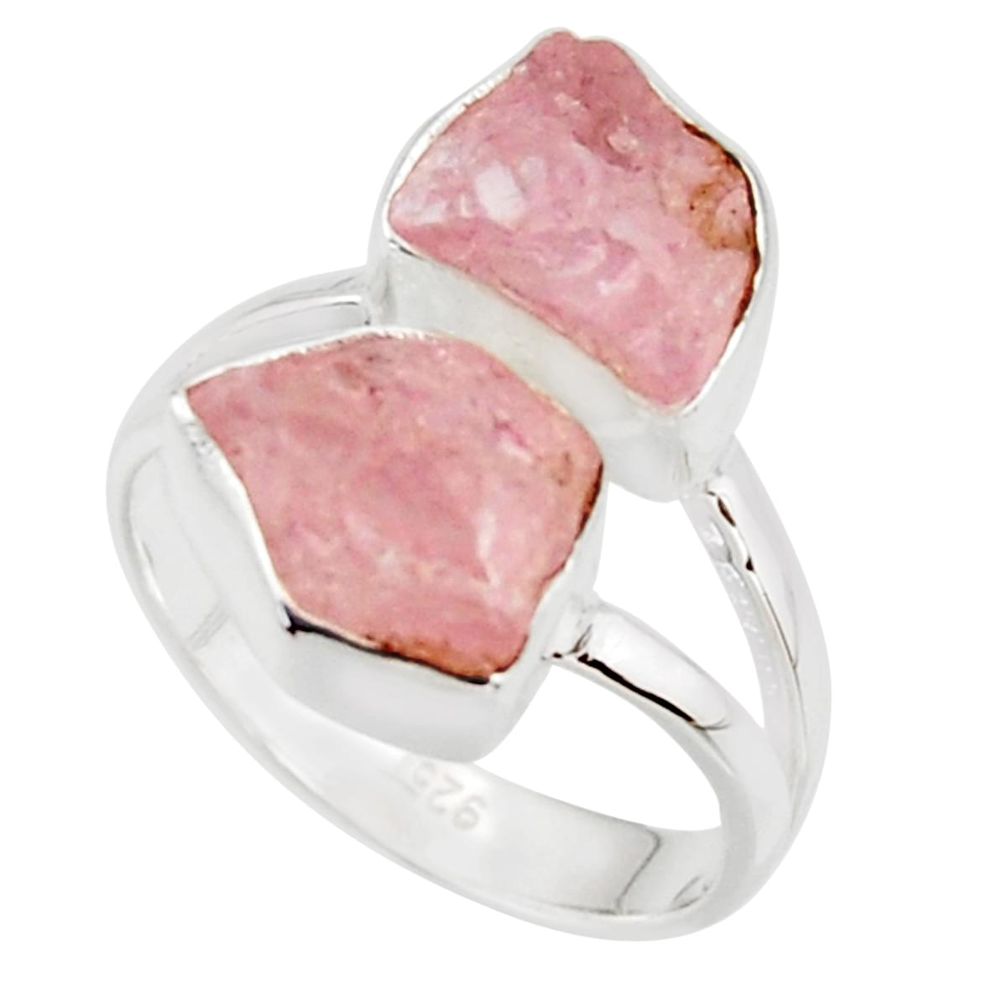 925 sterling silver 10.02cts natural pink morganite rough ring size 7 r38300