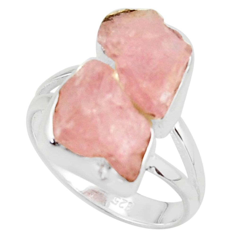 925 sterling silver 11.21cts natural pink morganite rough ring size 8 r38296