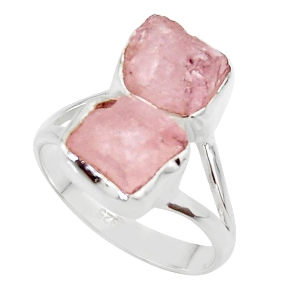 925 sterling silver 10.78cts natural pink morganite rough ring size 9 r49071