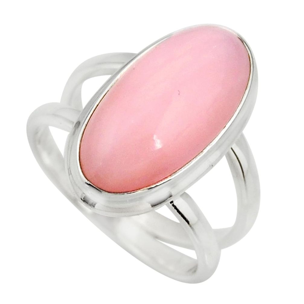 925 sterling silver 5.70cts natural pink opal oval solitaire ring size 7 r27249