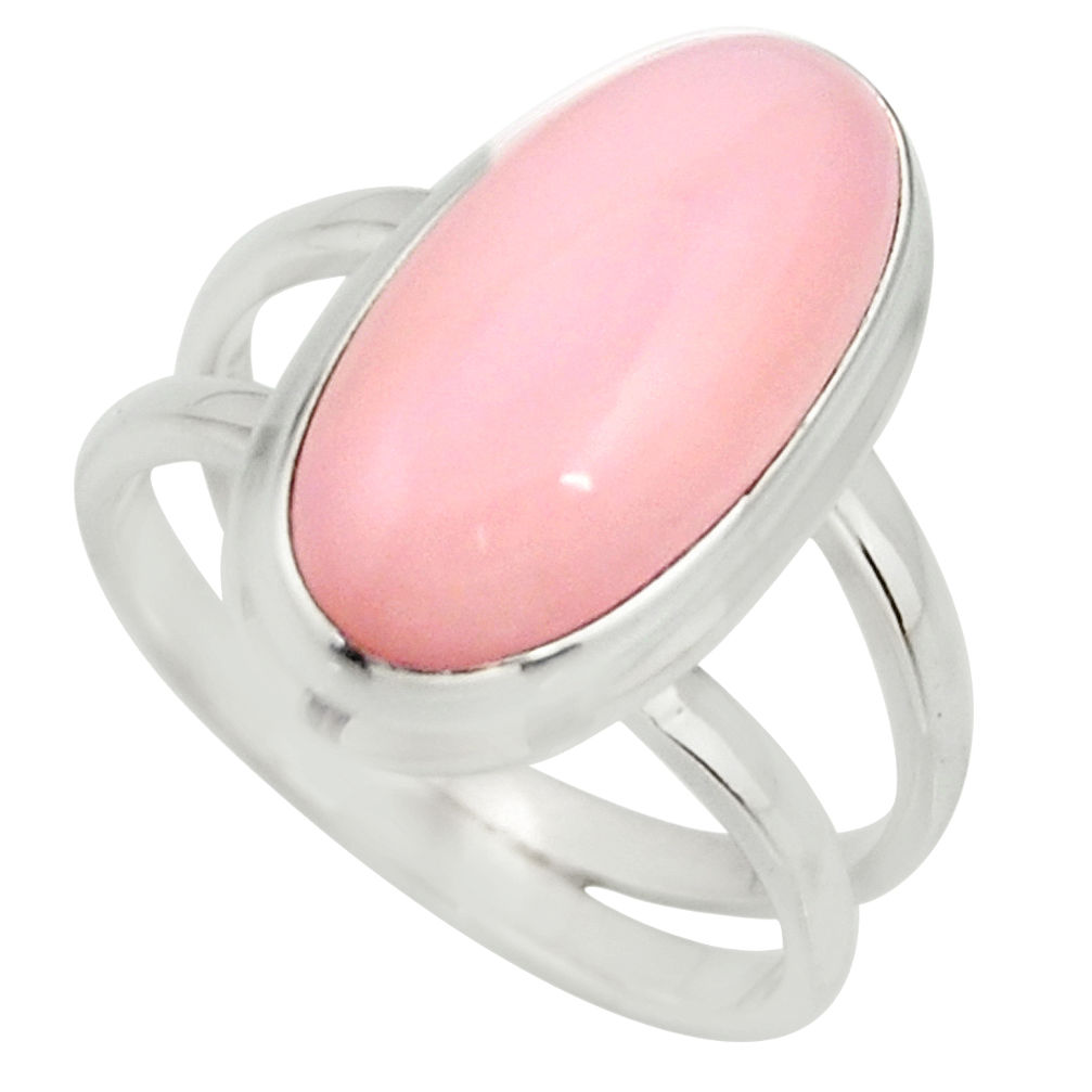 925 sterling silver 6.03cts natural pink opal oval solitaire ring size 8 r27244